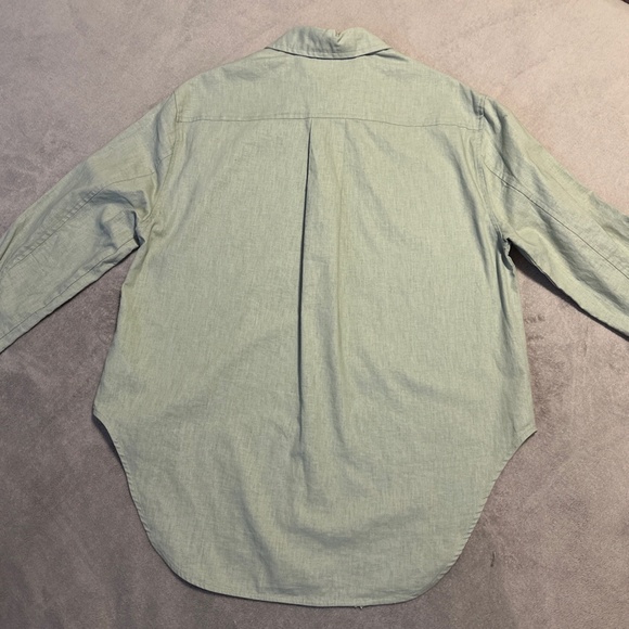 Cleo Oversized Button Down Shirt Small Linen Sage Green Coastal Grandma - Picture 8 of 8